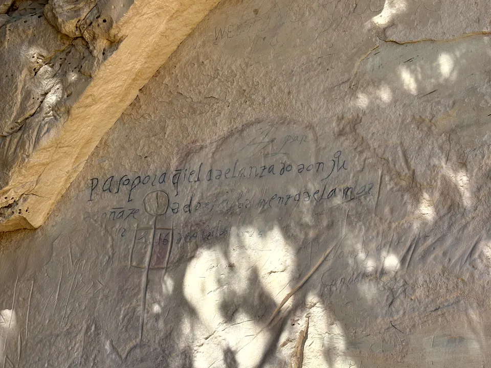 Photograph of Onate Carving at El Morro National Monument, New Mexico.