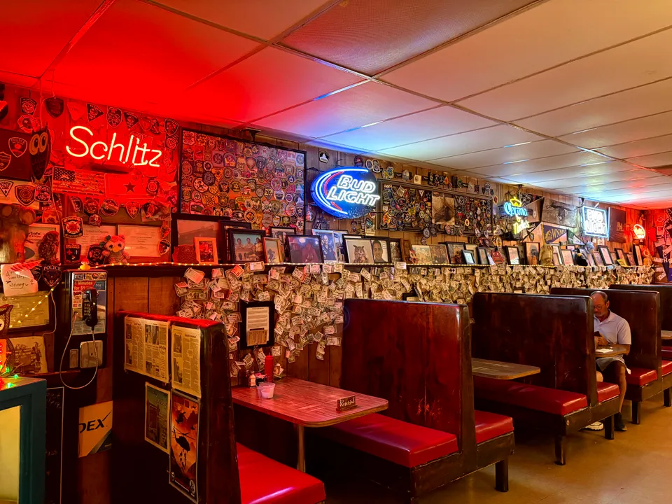 Photograph of Owl Bar2 at Dueling Green Chile Burgers, New Mexico.
