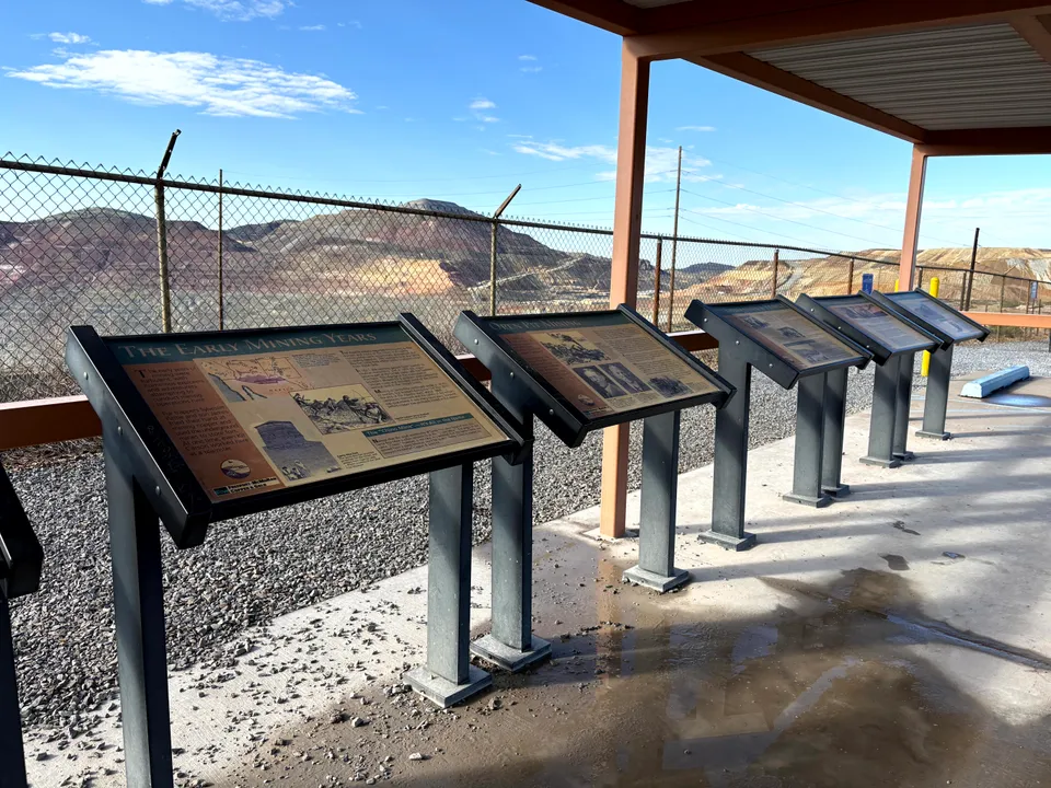 Photograph of Signs at Chino Mine Overlook, New Mexico.