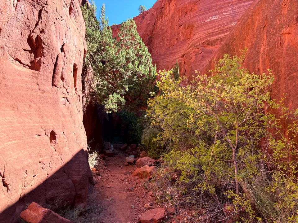 Narrow passage in Walatowa Slot Canyon