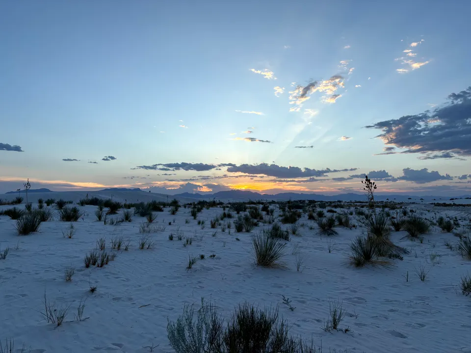 Photograph of Sunset at White Sands National Park, New Mexico.
