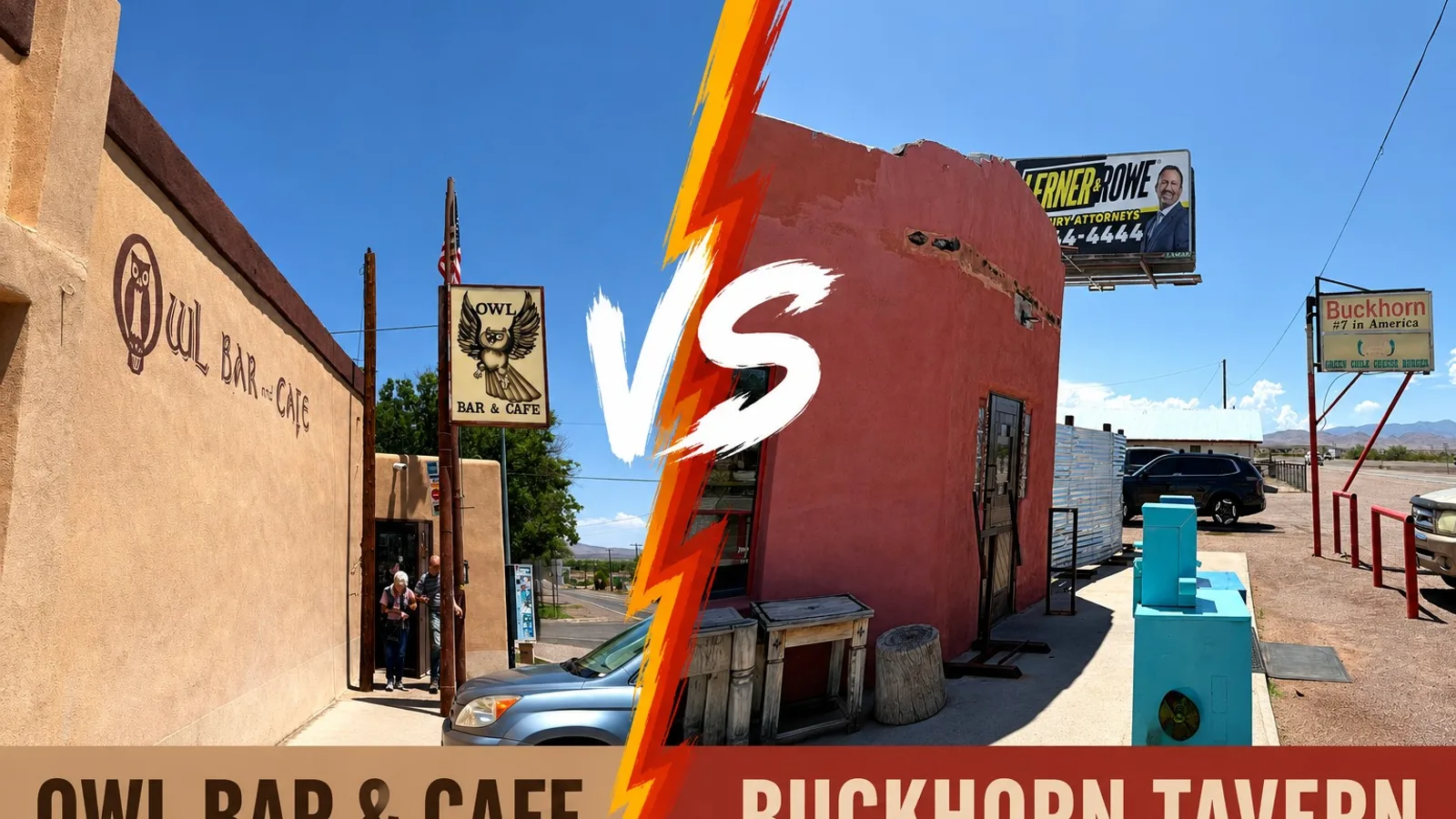 Scenic view of Dueling Green Chile Burgers