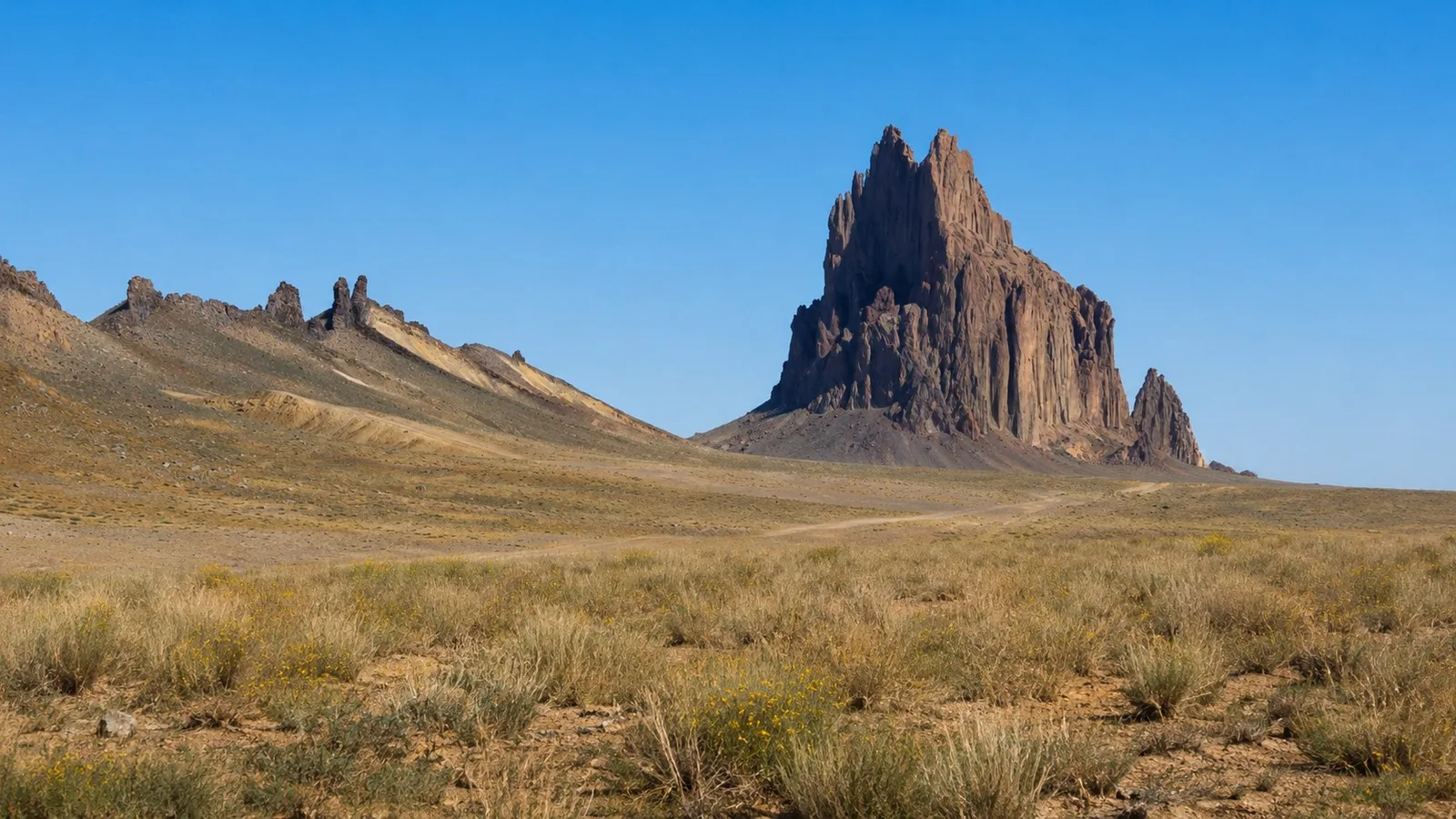 Scenic view of Shiprock